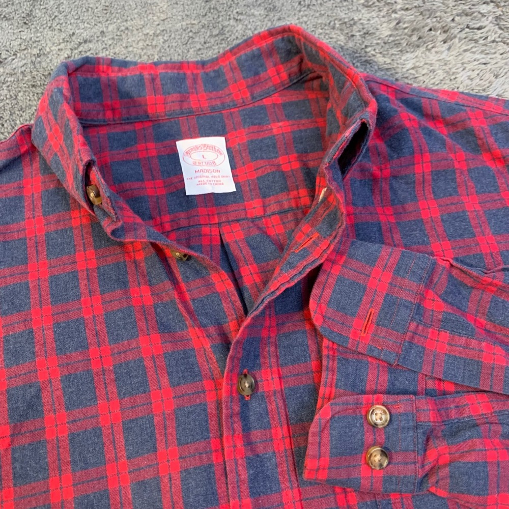 Brooks Brothers‎ Mens Madison Plaid Button Down Long Sleeve Shirt Large